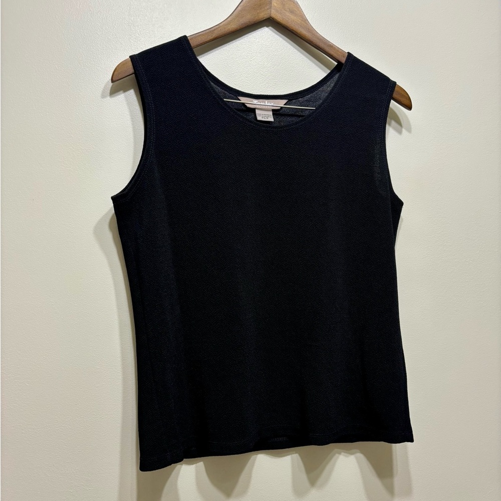 ✨$8 CLEAR-OUT✨ TanJay Petite Vintage Sleeveless Scoop Neck Tank Top Shirt Black - Picture 1 of 7